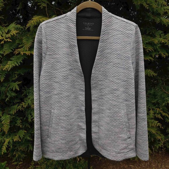 Talbots Petites Soft Diamond-Knit Open Cardigan with Pockets - Picture 1 of 3